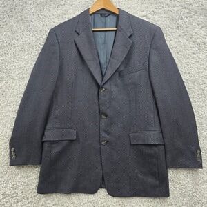 Hart Schaffner Marx Blazer Men's 42R Blue Black Textured 3-Button Sport‎ Coat